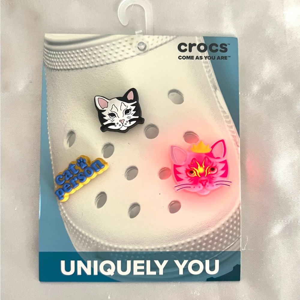 Crocs Jibbitz 3 pack Shoe Charms “Cat Person”